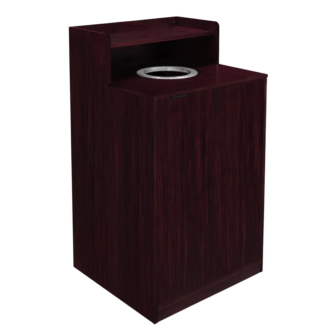 Flash Furniture GC-M-196-MAH-GG 32‑Gallon Trash Can, 46" H, 24" D, Brown, Melamine Overlay, Door