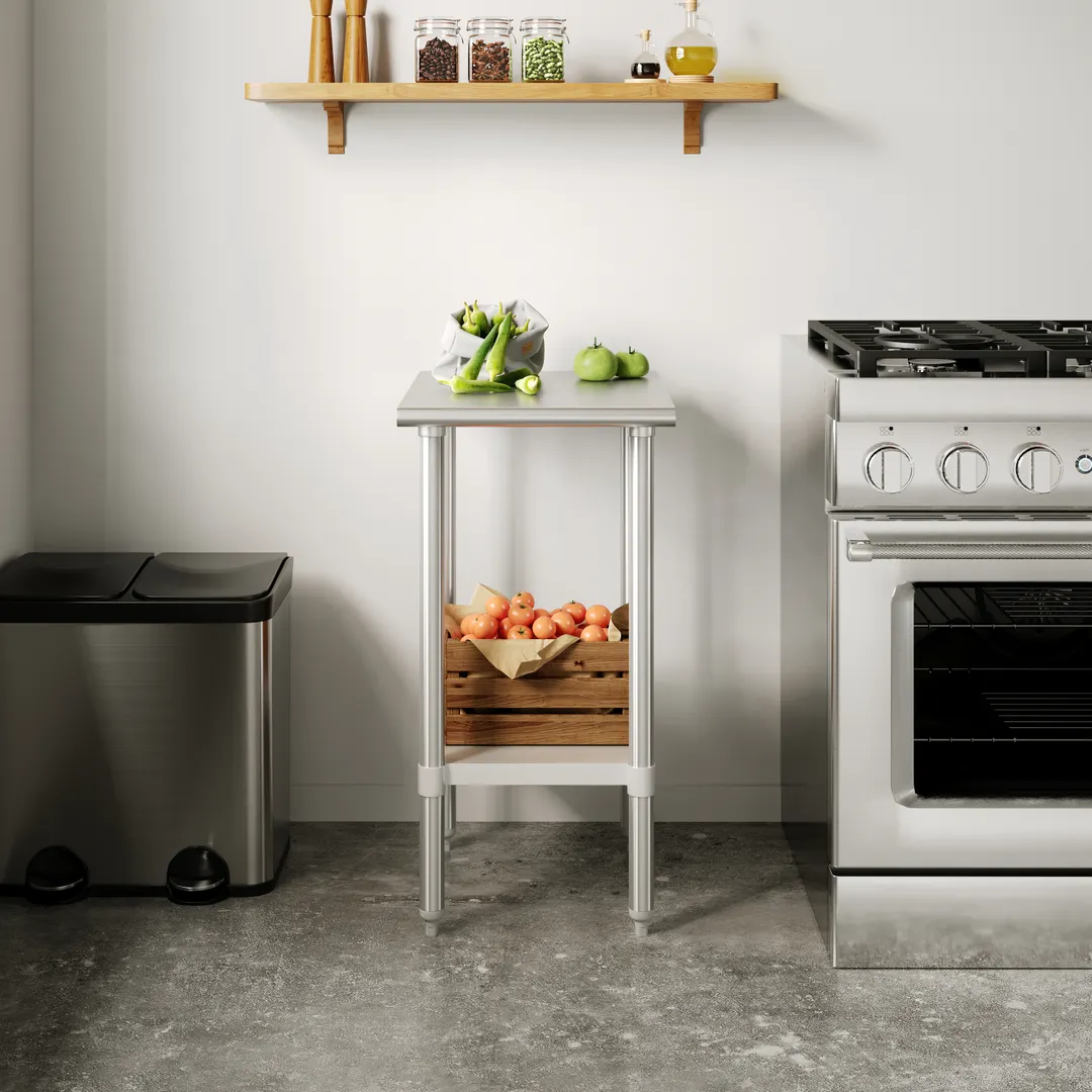 Flash Furniture NH-WT-2418-GG 72" Open Base Work Table w/ Undershelf & Casters - without Backsplash