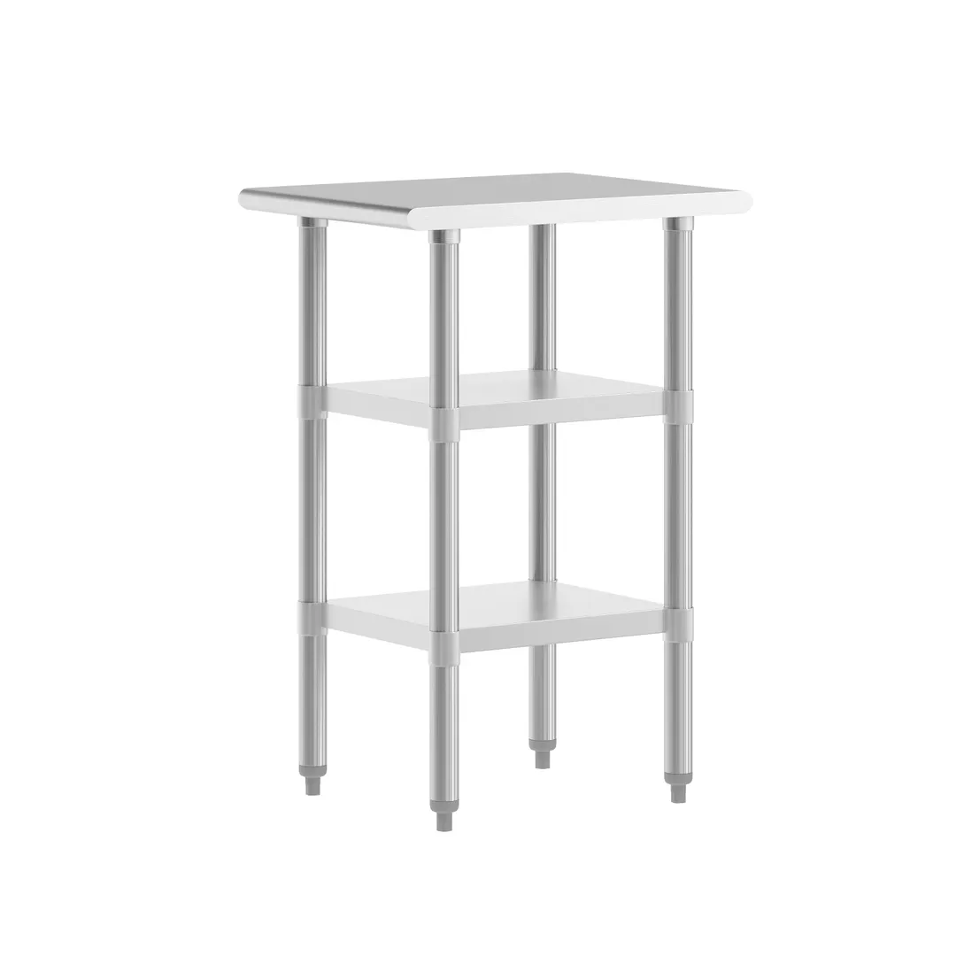 Flash Furniture NH-WT-GU-2418-GG 32" Open Base Work Table with Dual Undershelf / without Backsplash