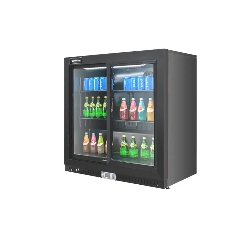 Omcan USA 48791 Refrigerated Back Bar Cooler, 36" x 20" Black, 7.5 cu ft, Lockable Door, R600a, 115V
