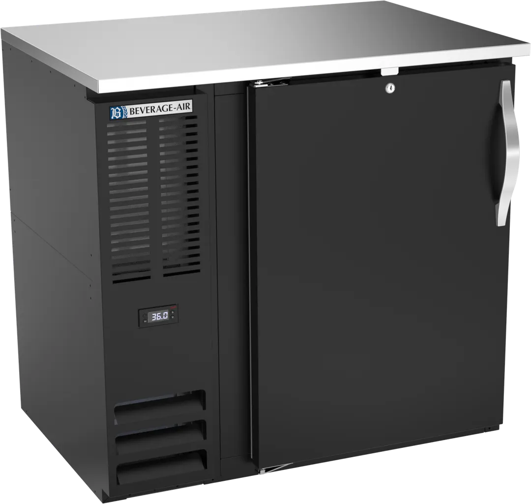 Beverage Air BBN36HC-B Black Reach‑In Cooler, 36"x27"x34", 8.43 cu ft, Finish, Side R290 1/4 HP 115V