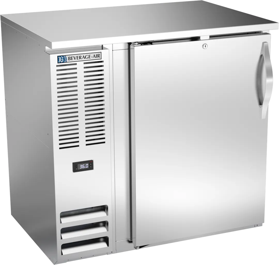 Beverage Air BBN36HC-F-S Bar Cooler, 36"W x 34"H, 8.4 Cu Ft, Door, LED, R290, 1/4 HP 115V