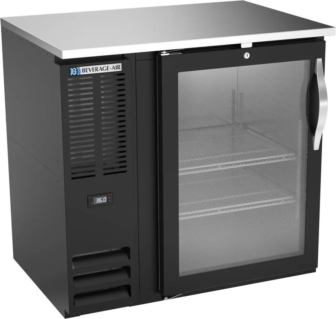 Beverage Air BBN36HC-FG-B Back Bar Cooler, 36"W x 26-3/8"D x 34"H, 8.43 cu ft, Black Glass Door,R290