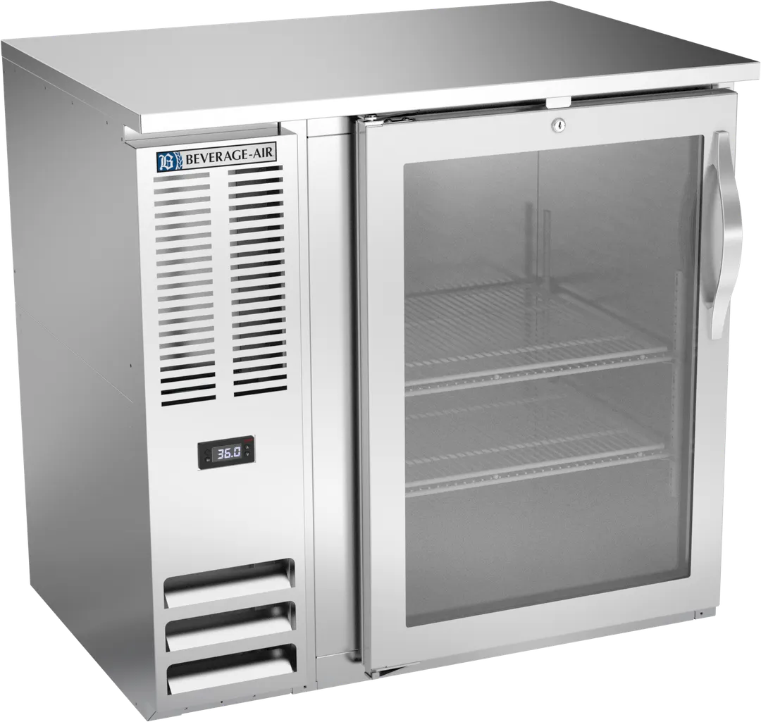 Beverage Air BBN36HC-FG-S Back Bar Cooler 36" W x 26-3/8" D x 34" H 8.43 cu ft Glass Door R290 115V