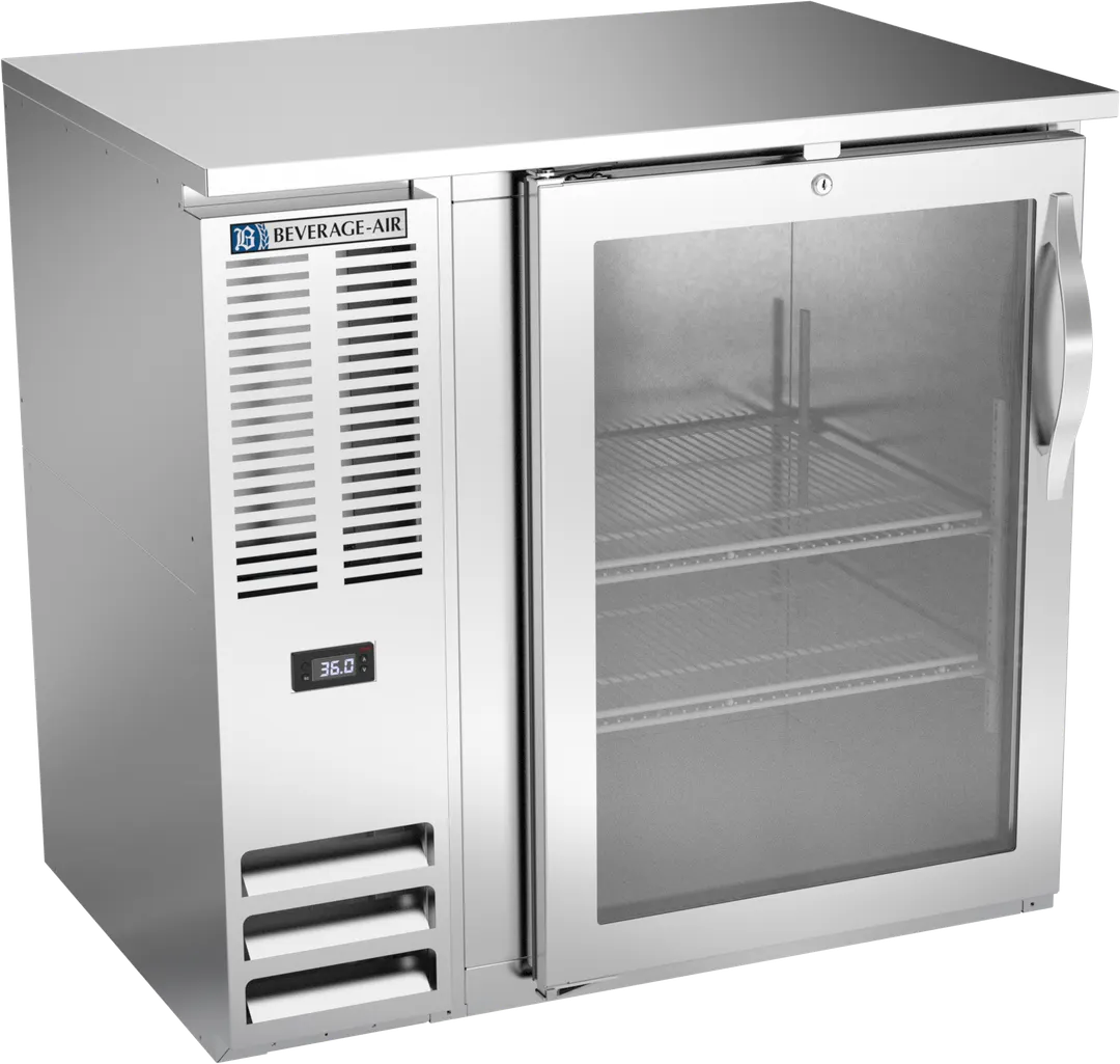 Beverage Air BBN36HC-G-S Cooler, 36"W×26-3/8"D×34"H, 8.43 Cu Ft, Glass Door, LED, R290 1/4 HP 115V