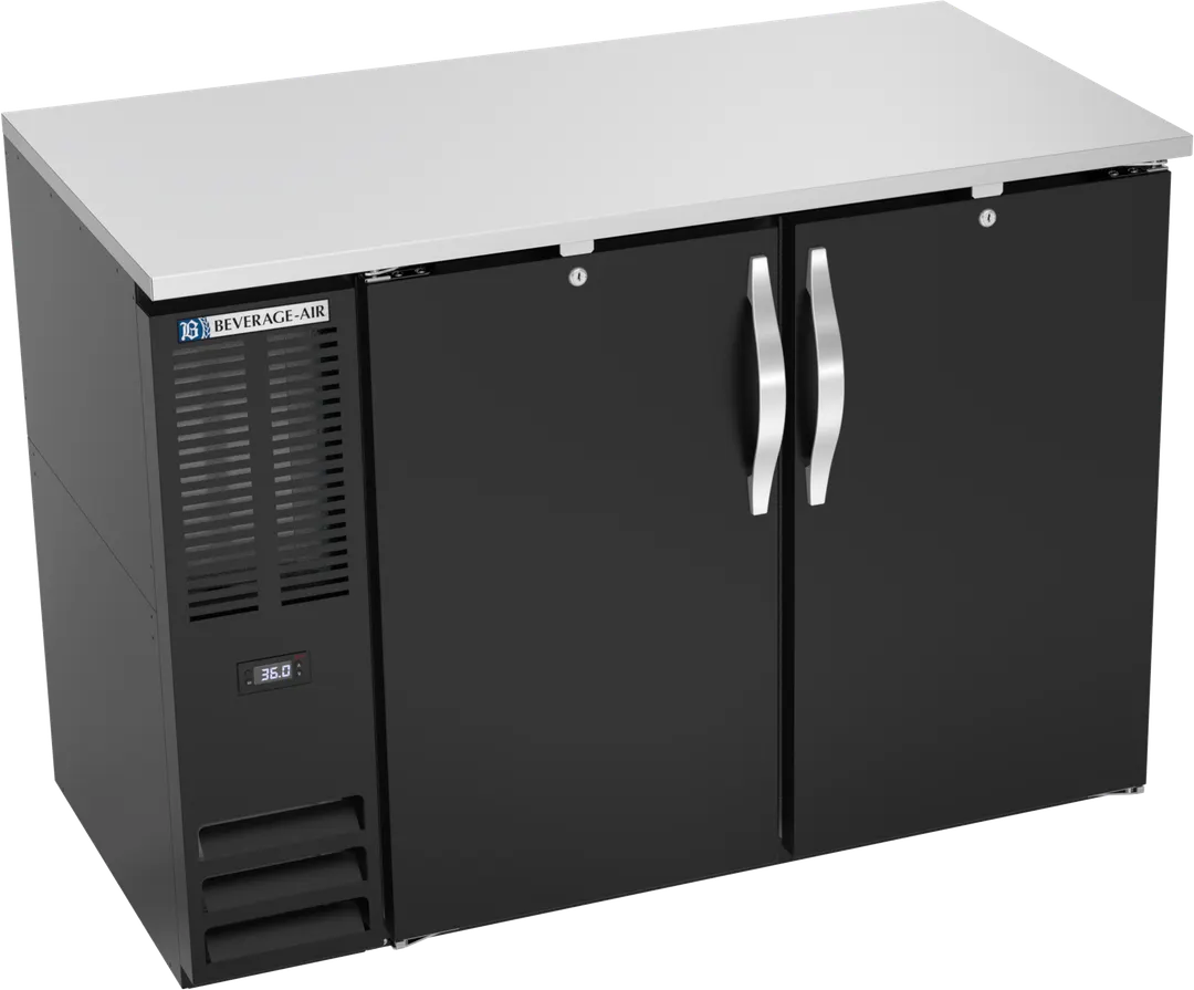 Beverage Air BBN48HC-F-B Back Cooler, 48"W x 26-3/8"D x 34"H, 12.56 cu ft, Black, Stainless LED R290