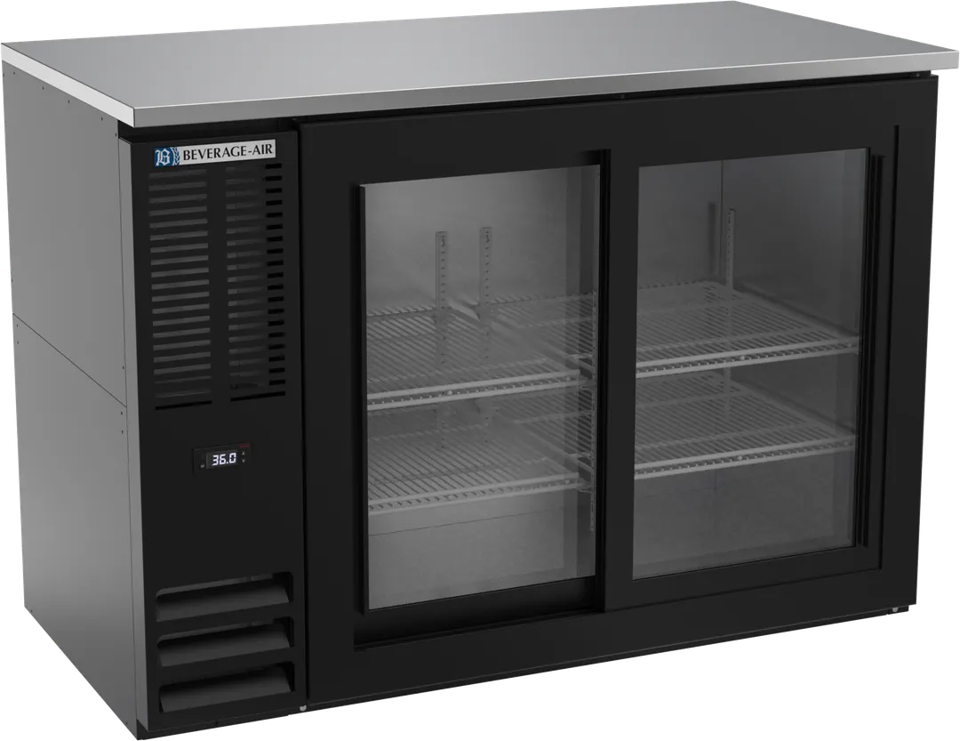 Beverage Air BBN48HC-F-GS-B-48" X 34" Cooler, 12.6 cu ft, Black Glass Doors, LED, R290, 1/4 HP, 115V