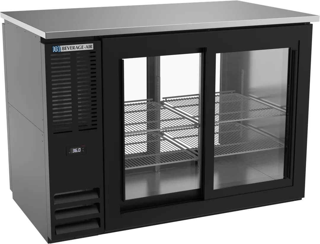 Beverage Air BBN48HC-F-GS-PT-B Pass‑Thru Cooler 48×27‑7/8×34" 12.6cu Blk 4 Doors 1/2‑Barrel Keg R290