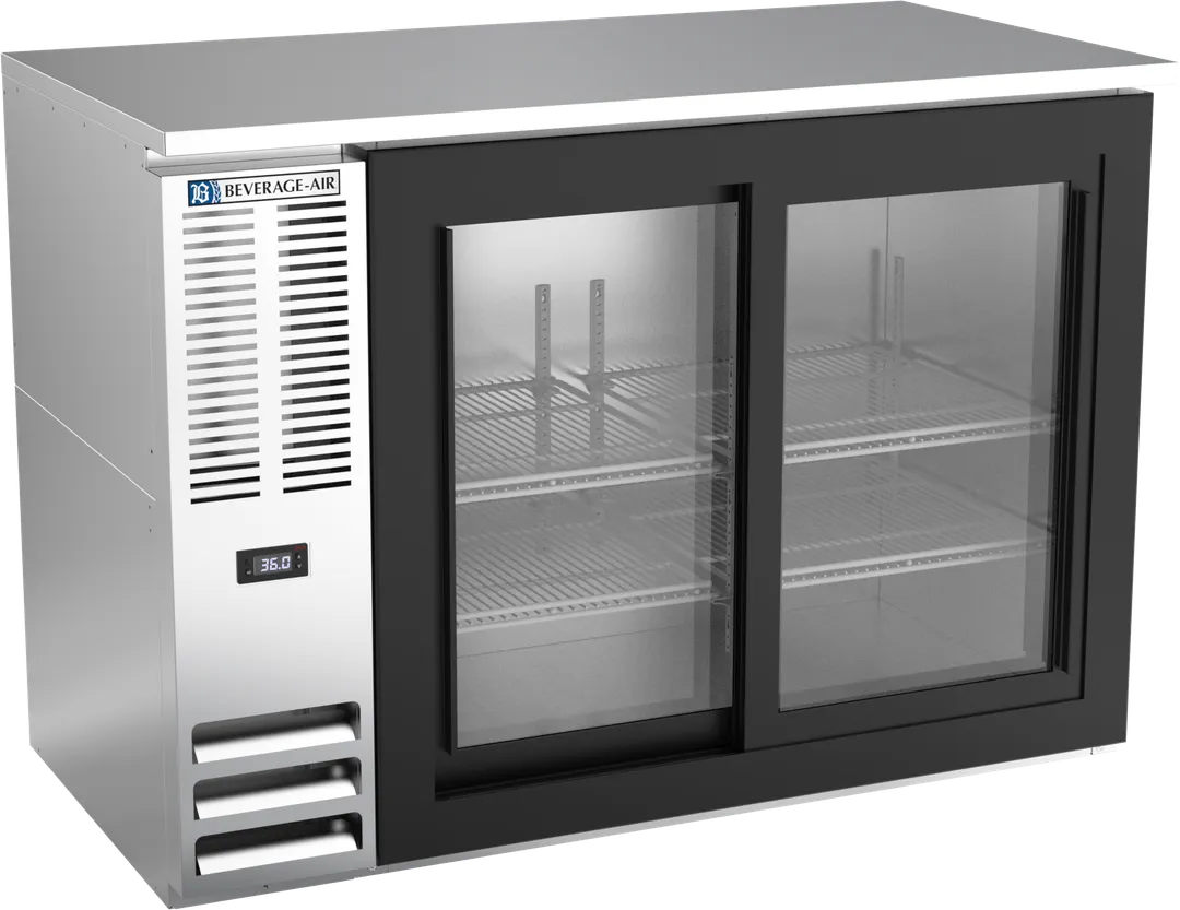 Beverage Air BBN48HC-F-GS-S 48" x 34" Bar Cooler,12.6 cu ft, Glass Doors,R290 Refrigerant,1/4 HP115V
