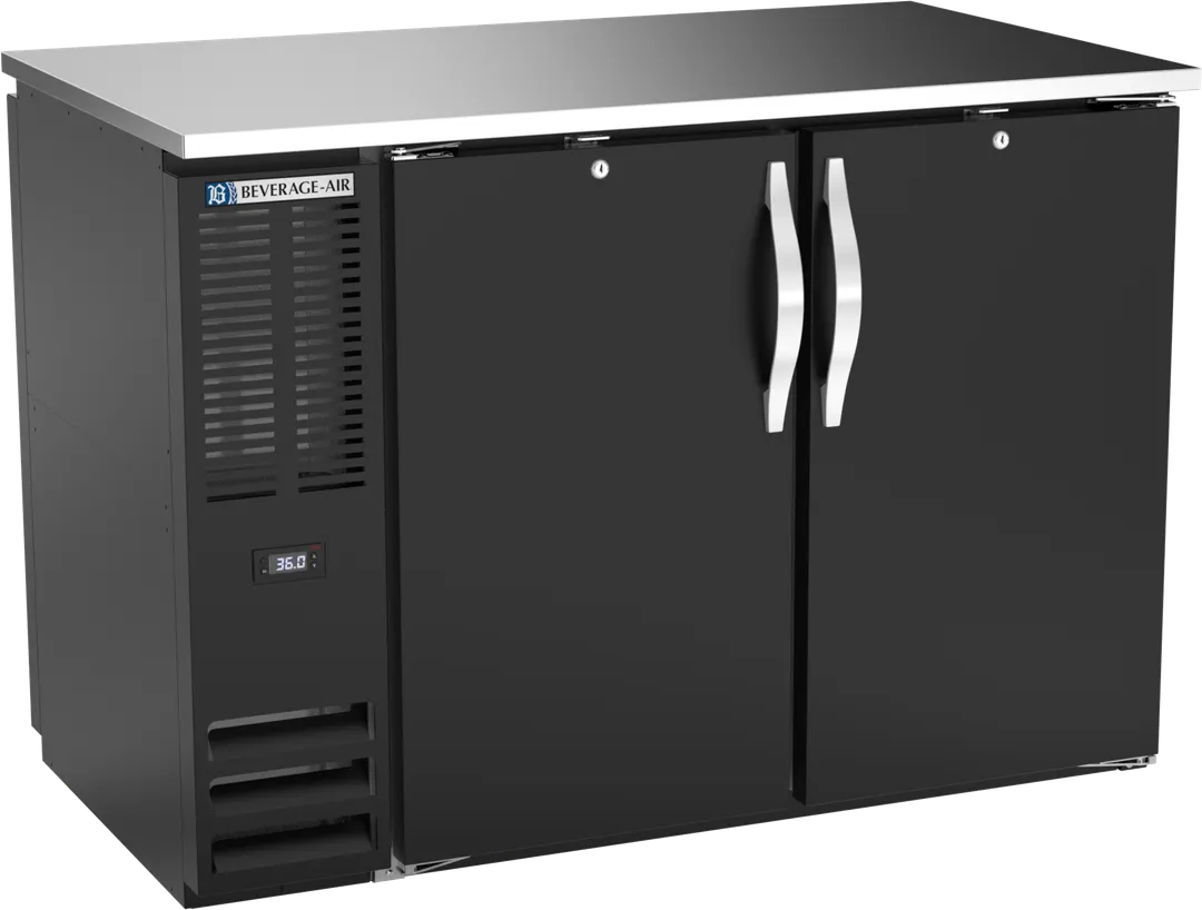 Beverage Air BBN48HC-F-PT-B 48" Bar Cooler, 12.56 cu ft, 4 Doors Black Stl Top/Int R290 1/3 HP LED