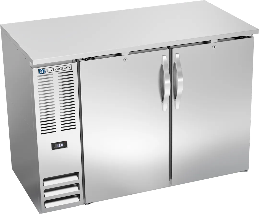 Beverage Air BBN48HC-F-S Cooler, 48"W x 34"H x 26-3/8"D, 12.6 cu ft, 2-Door LED, R290, 1/4 HP, 115V