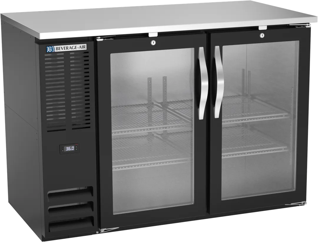 Beverage Air BBN48HC-FG-B Bar Cooler 48"W X 26-3/8"D X 34"H 12.56 Cu Ft Black Glass Doors LED R290