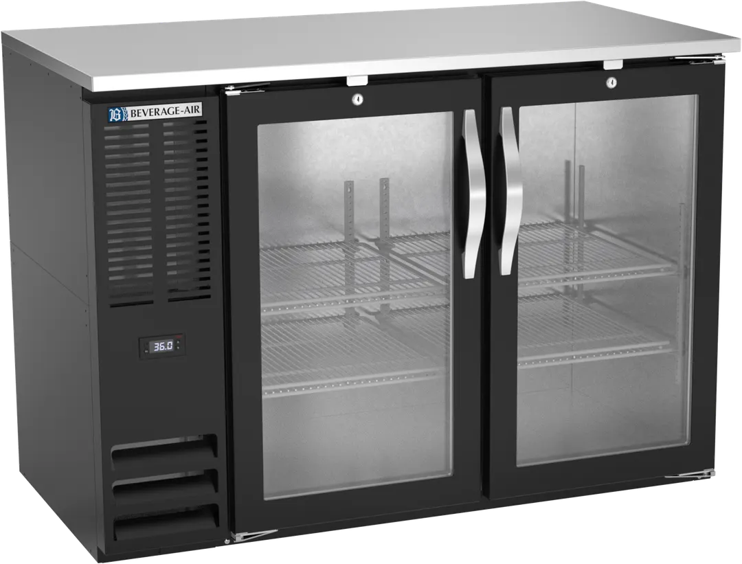 Beverage Air BBN48HC-G-B Cooler, 48"W x 26-3/8"D x 34"H, 12.56 cu ft, Black, LED, R290 1/4HP 115V