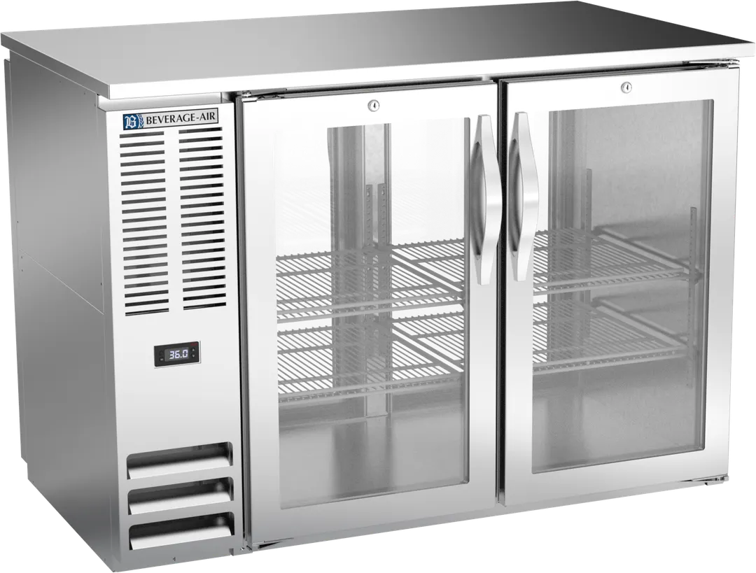 Beverage Air BBN48HC-G-PT-S Pass-Thru Cooler, 48"W x 30"D, 12.6 cu ft, 4-Glass Doors, LED, R290, 115V
