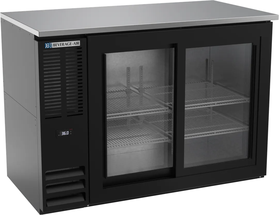 Beverage Air BBN48HC-GS-B Cooler, 48" W x 25-1/4" D x 34" H, 12.56 cu ft, Blk Stainless Glass Doors
