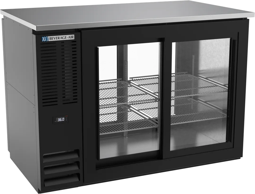 Beverage Air BBN48HC-GS-PT-B Pass-Thru Cooler, 48" W × 34" H, 12.6 Cu Ft, Black Top, 4 Doors, R290