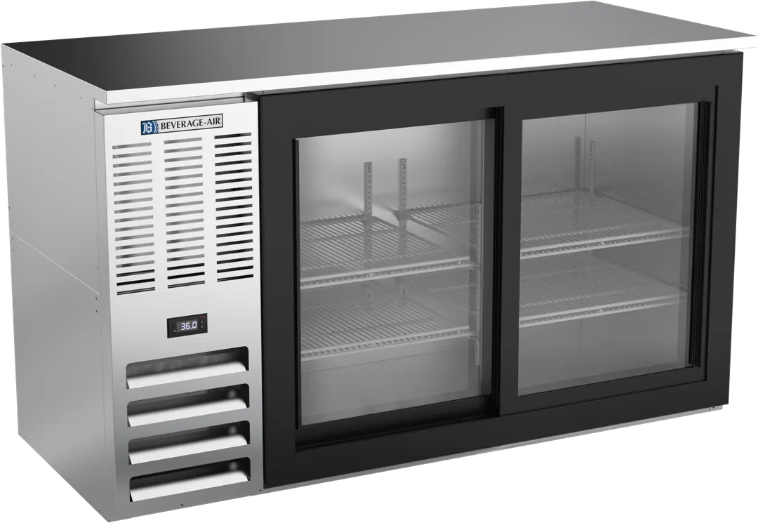 Beverage Air BBN58HC-F-GS-S Cooler, 58"W x 34"H x 25"D, 14.8 cu ft, Glass Doors, R290, 1/3 HP, 115V