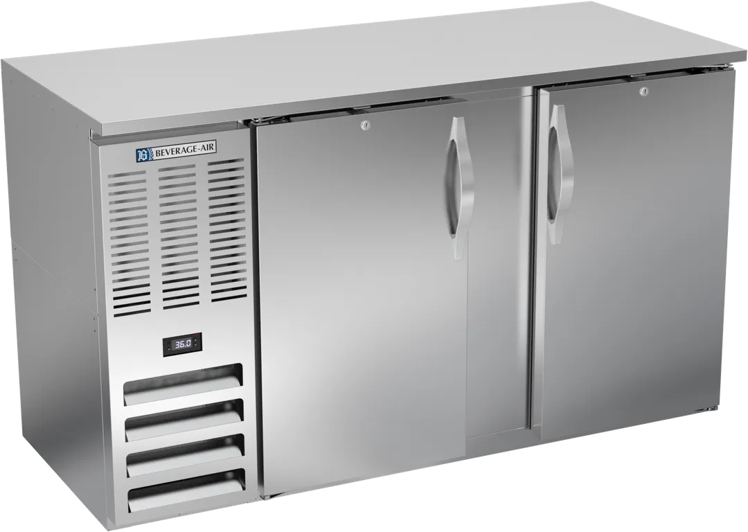 Beverage Air BBN58HC-F-S Bar Cooler, 58" W x 26-3/8" D x 34" H, 14.8 Cu Ft, 2 Doors, R290 Refrigerant