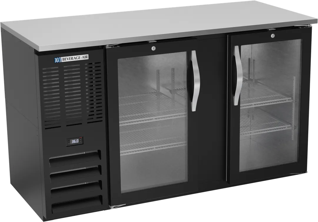 Beverage Air BBN58HC-G-B Cooler, 58" W x 26-3/8" D x 34" H, 14.8 cu ft, Black, Doors, LED
