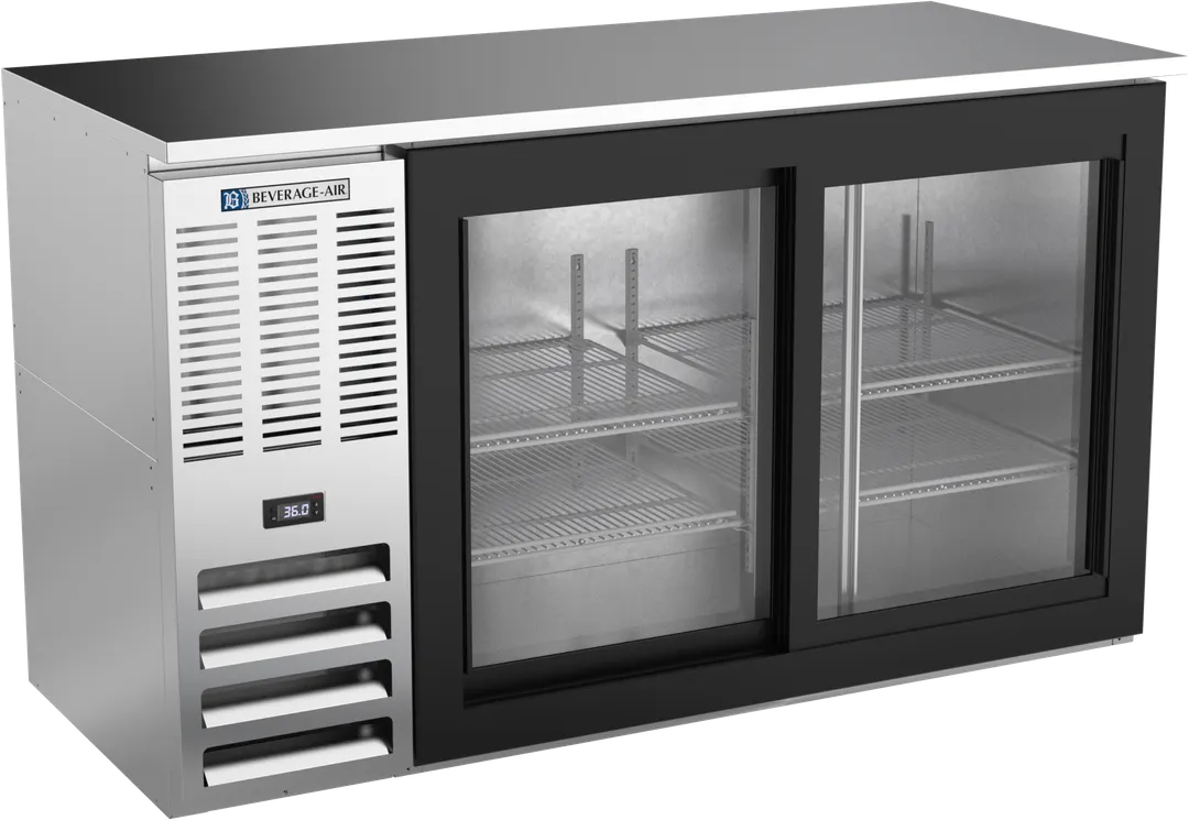 Beverage Air BBN58HC-GS-S Cooler, 58" W x 25-1/4" D x 34" H, 14.8 Cu Ft, Stainless, Doors, LED, R290