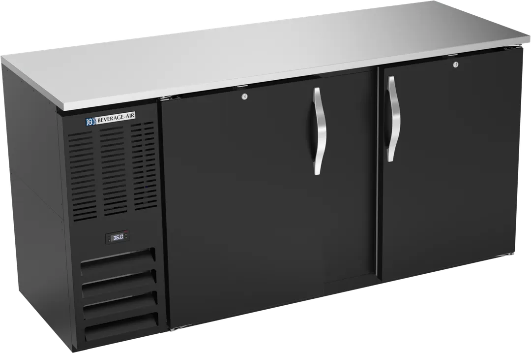 Beverage Air BBN68HC-B Back Bar Cooler, 68"W×26-3/8"D×34"H, 18.24 cu ft, Black, R290, 1/3 HP 115V
