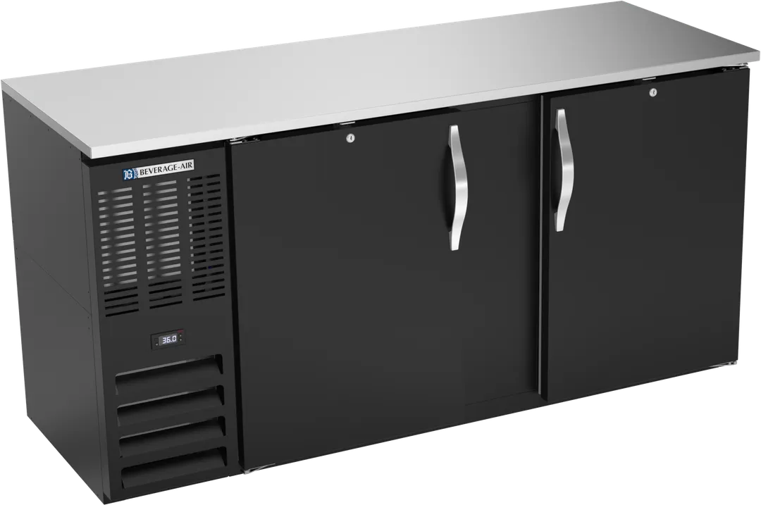 Beverage Air BBN68HC-F-B Bar Cooler, 68" W, 18.24 cu ft, Black, Stainless Top, LED Light, R290