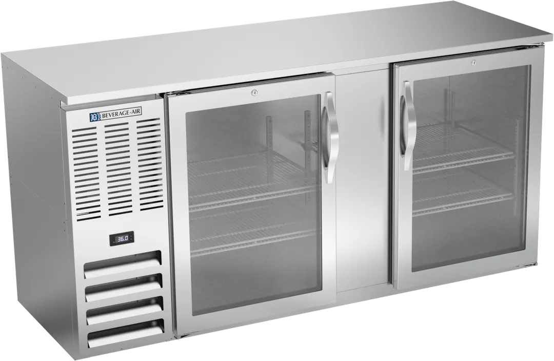 Beverage Air BBN68HC-FG-S Bar Cooler, 68"W×26‑3/8"D×34"H, 18.24 cu ft, Glass, LED, R290, 1/3 HP 115V
