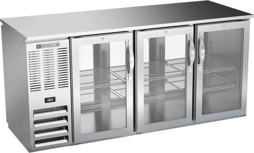 Beverage Air BBN72HC-F-GS-PT-S Pass-Thru, 72" W × 34" H, 19.6 Cu Ft, 6 Doors, R290, 1/3 HP 115V