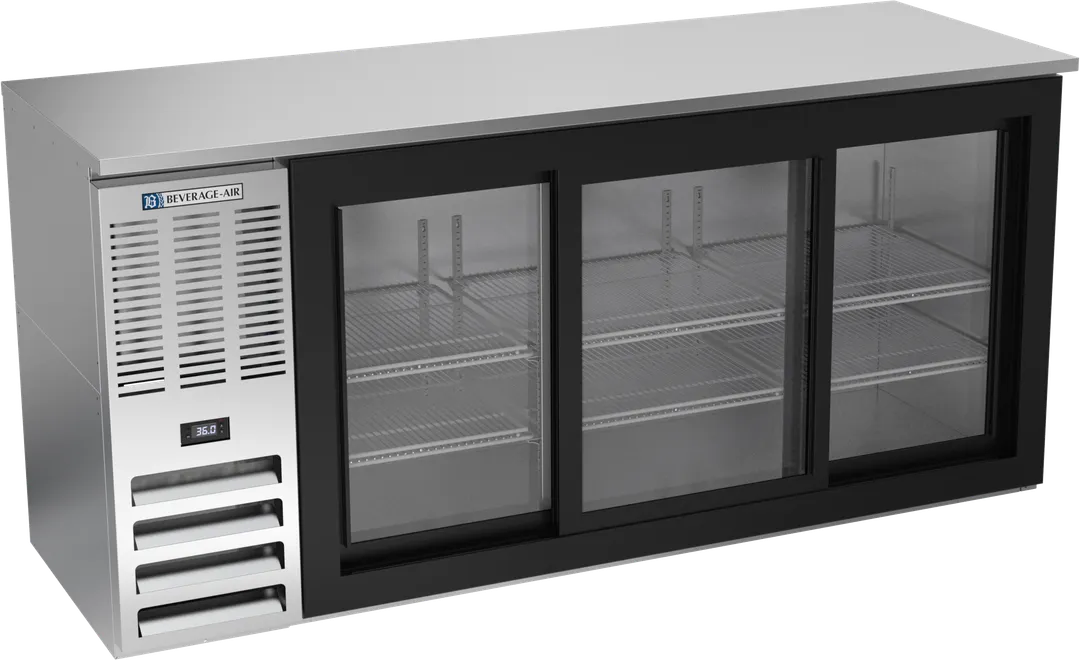 Beverage Air BBN72HC-F-GS-S Cooler, 72\" x 34\" x 25\", 19.6 Cu Ft, 3 Doors, R290, 1/3 HP, 115V