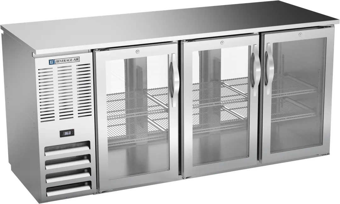 Beverage Air BBN72HC-FG-PT-S Cooler, 72" W x 34" H, 19.6 cu ft, 6 Glass Doors, Steel, R290 LED Light