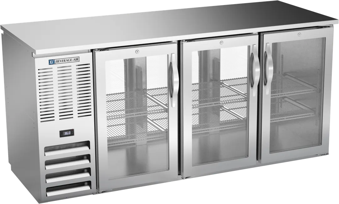 Beverage Air BBN72HC-G-PT-S Pass-Thru Cooler, 72" W, 19.6 Cu Ft, 6 Glass Doors, Stainless, R290