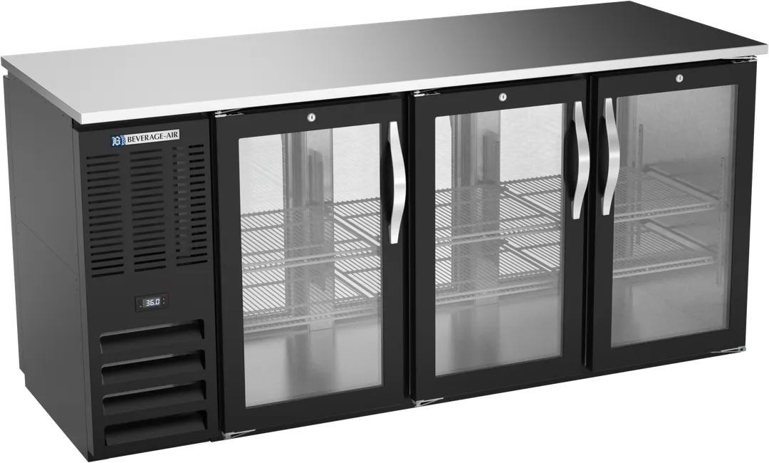 Beverage Air BBN72HC-GS-PT-B Pass‑Thru, 72" W x 27‑7/8" D x 34" H, 19.6 Cu ft, Black, 6 Doors, R290
