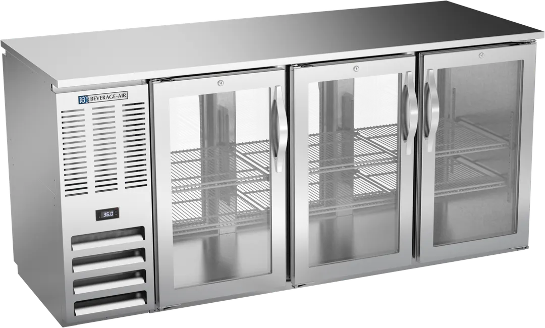 Beverage Air BBN72HC-GS-PT-S Pass‑Thru, 72"W X 27‑7/8"D X 34"H, 19.6 Cu Ft, 6‑Door Sliding Glass