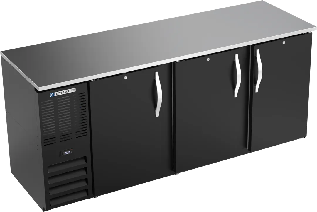 Beverage Air BBN78HC-B Cooler, 78" W x 30-3/8" D x 34" H, 21.7 cu ft, Solid Doors, R290, 1/3 HP 115V
