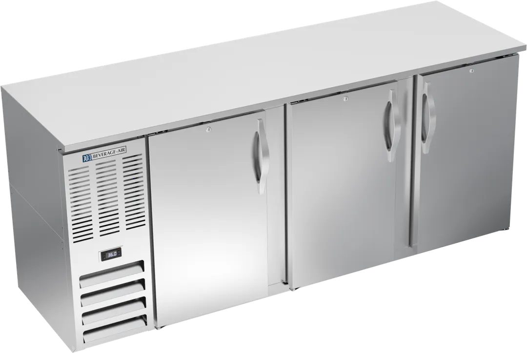 Beverage Air BBN78HC-F-S Bar Cooler, 78" W x 34" H, 21.7 Cu Ft, 3 Doors, 4½‑Barrel Kegs, R290 115V