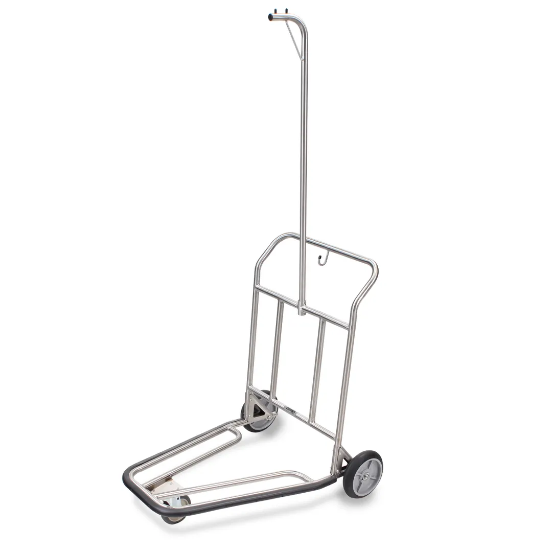 Forbes Industries 1573-SS-HB Luggage Cart w/ Brushed Stainless Steel Frame and Garment Hanger Bar