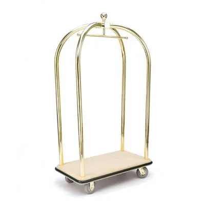 Forbes Industries 2420 Birdcage® Luggage Cart w/ Carpeted Deck, Solid Brass