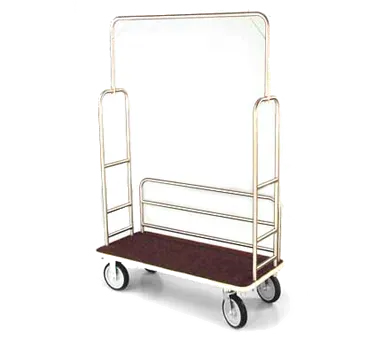 Forbes Industries 2493 Brushed Stainless Steel Luggage Cart w/ Carpeted Deck
