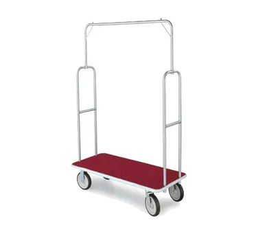 Forbes Industries 2495-RD-GY Economy Luggage Cart w/ Red Carpeted Steel Deck