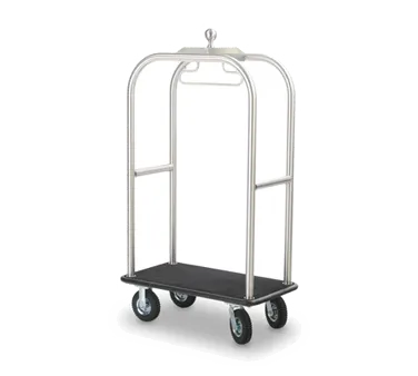 Forbes Industries 2511-SS Luggage Cart w/ (2) Push Bars and Carpeted Deck, Enclosed Hanger Bar