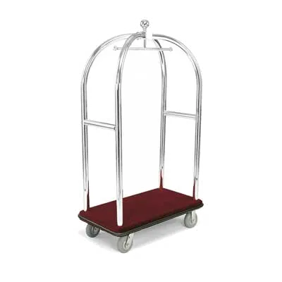 Forbes Industries 2517-SS Birdcage Luggage Cart w/ (2) Push Bars and Carpeted Deck