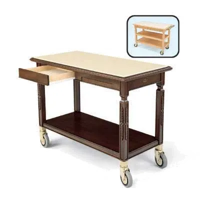 Forbes Industries 5520 Service Cart w/ Avonite Top, (2) Wood Veneer Shelves