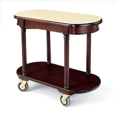 Forbes Industries 5526 Hardwood Service Cart w/ (2) Solid Wood Shelves, Avonite Top, Round Legs