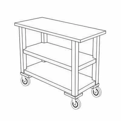 Forbes Industries 5528 Open Service Cart w/ (3) Wood Veneer Shelves