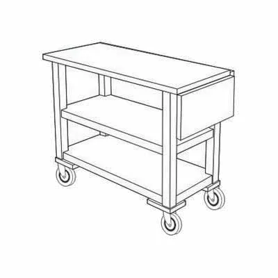 Forbes Industries 5528 Drop Leaf Service Cart w/ Open with 3 Shelves