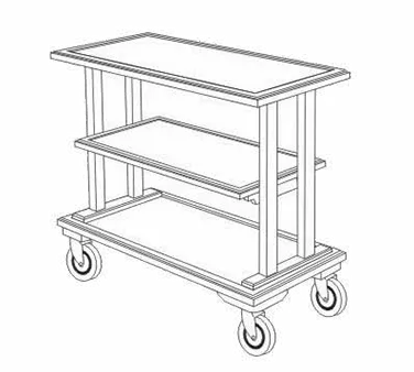 Forbes Industries 5534 Service Cart, Open, (3) Wood Veneer Shelves, Wood Top