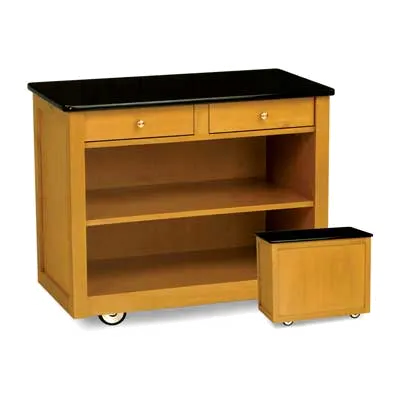 Forbes Industries 5566 Service Cart w/ 3-Sided Wood Veneer Cabinet, Avonite Top, (2) Drawers