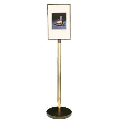 Forbes Industries 6817 Poster Stand, 14" x 22" Window, 70" H, Brass Post, Weighted Base, Coat