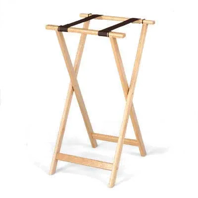 Forbes Industries 6860-EN Tray Stand – 31.5" High Solid Oak, Brown Frame, Black Poly Straps, Black Finish, Serving Stand