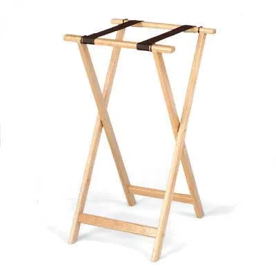 Forbes Industries 6860-WA Tray Stand – 31½" High Solid Oak, Walnut Finish, Brown Poly Straps and Brown Frame
